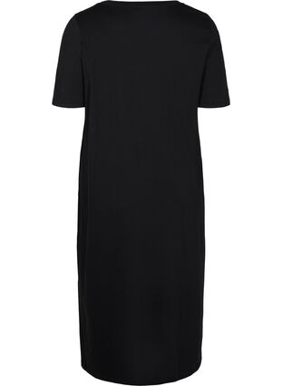 T-Shirt-Kleid aus Baumwolle mit Schlitz, Black, Packshot image number 1