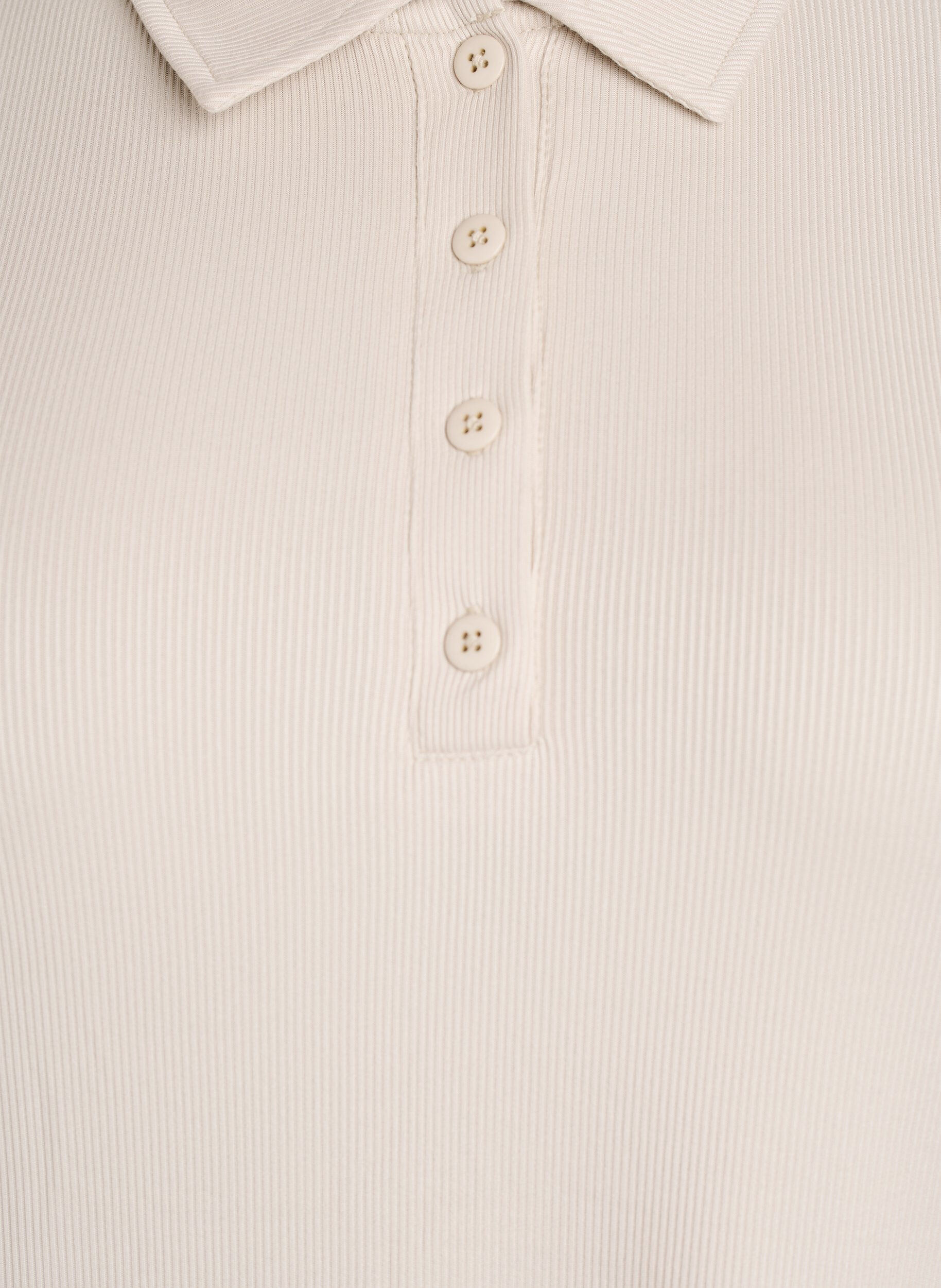 Zizzi Poloshirt aus weichem Ripp mit langen &Auml;rmeln, Beige, Packshot image number 2