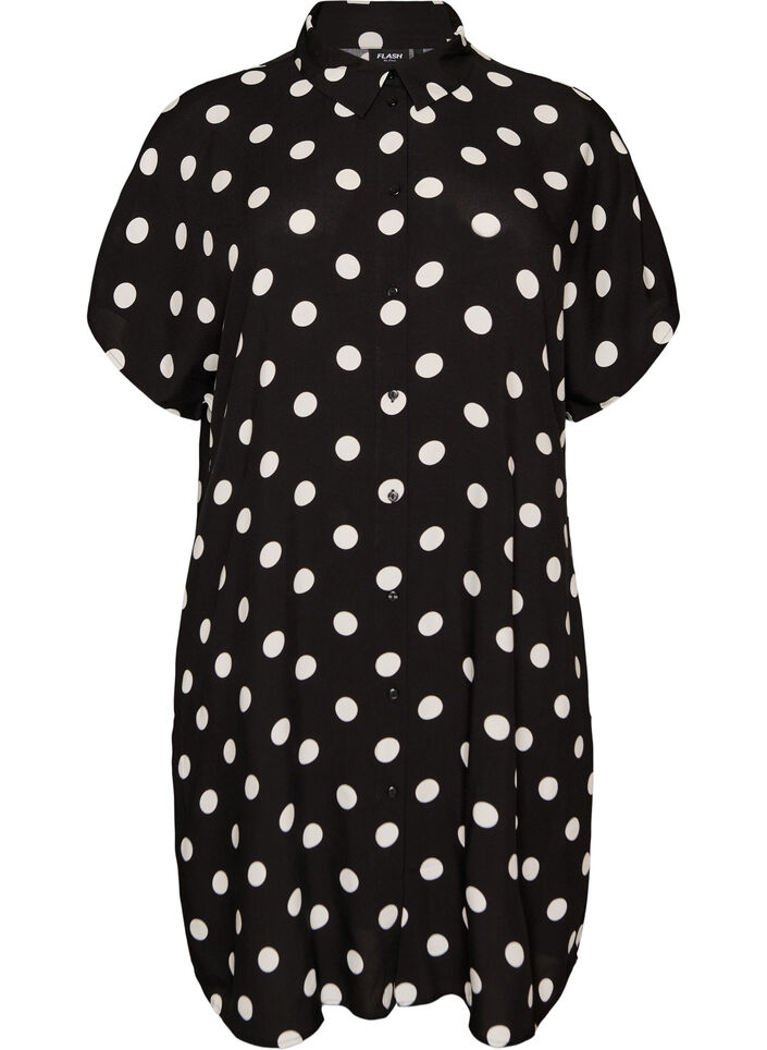 Locker geschnittenes langes Hemd aus Viskose, Vanille, Packshot image number 0