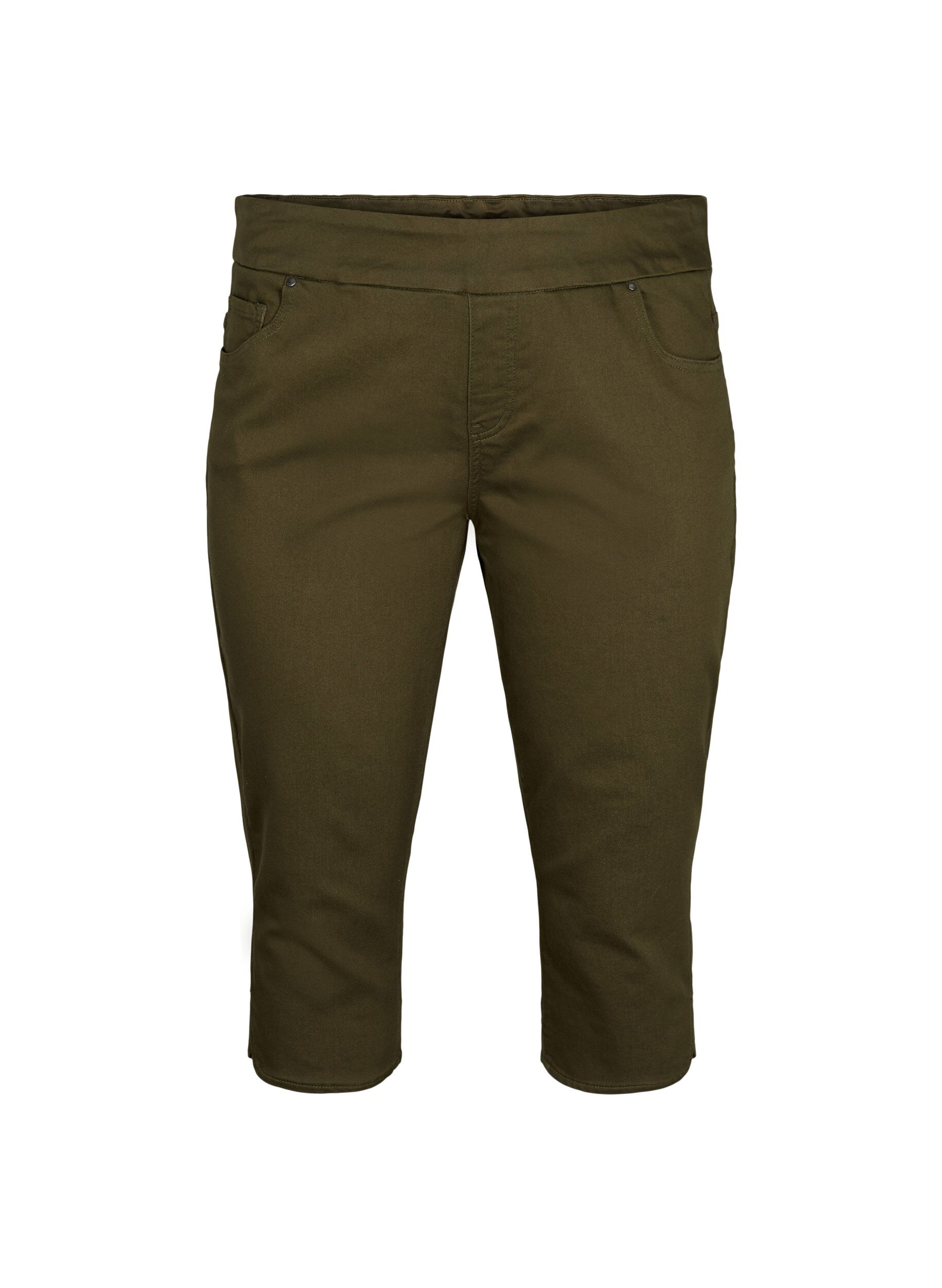 Zizzi Eng anliegende Caprihose aus einer Baumwollmischung, Ivy Green, Packshot image number 0