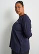 Lang&auml;rmelige Jerseybluse mit Textprint, Blau, Model image number 3
