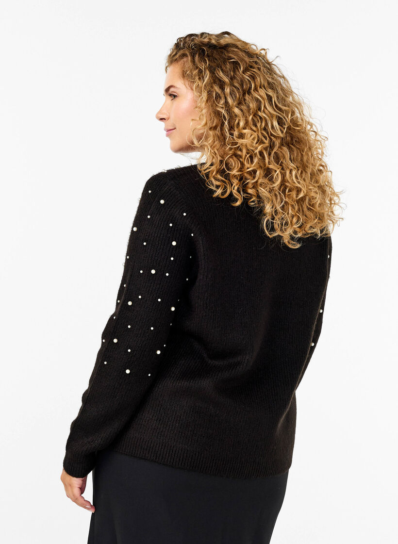 Strickjacke mit Perlen, Black White Pearls, Model image number 1