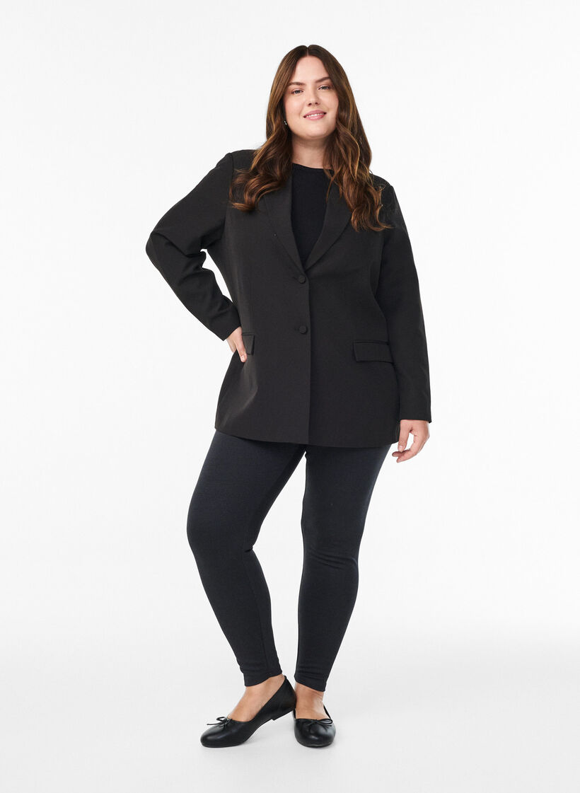 Gemusterte Leggings mit einer normalen Taille, Schwarz, Model image number 1