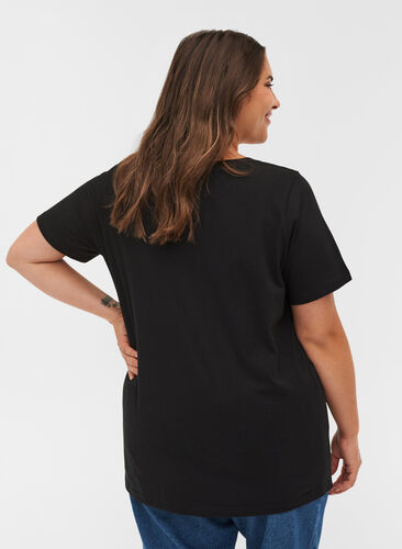 T-Shirt aus Bio-Baumwolle mit Printdetails, Black, Model image number 1