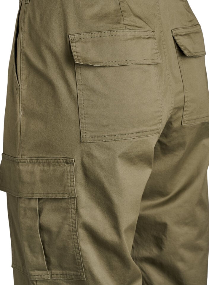 Wide-Leg Cargohose mit hoher Taille, Gr&uuml;n, Packshot