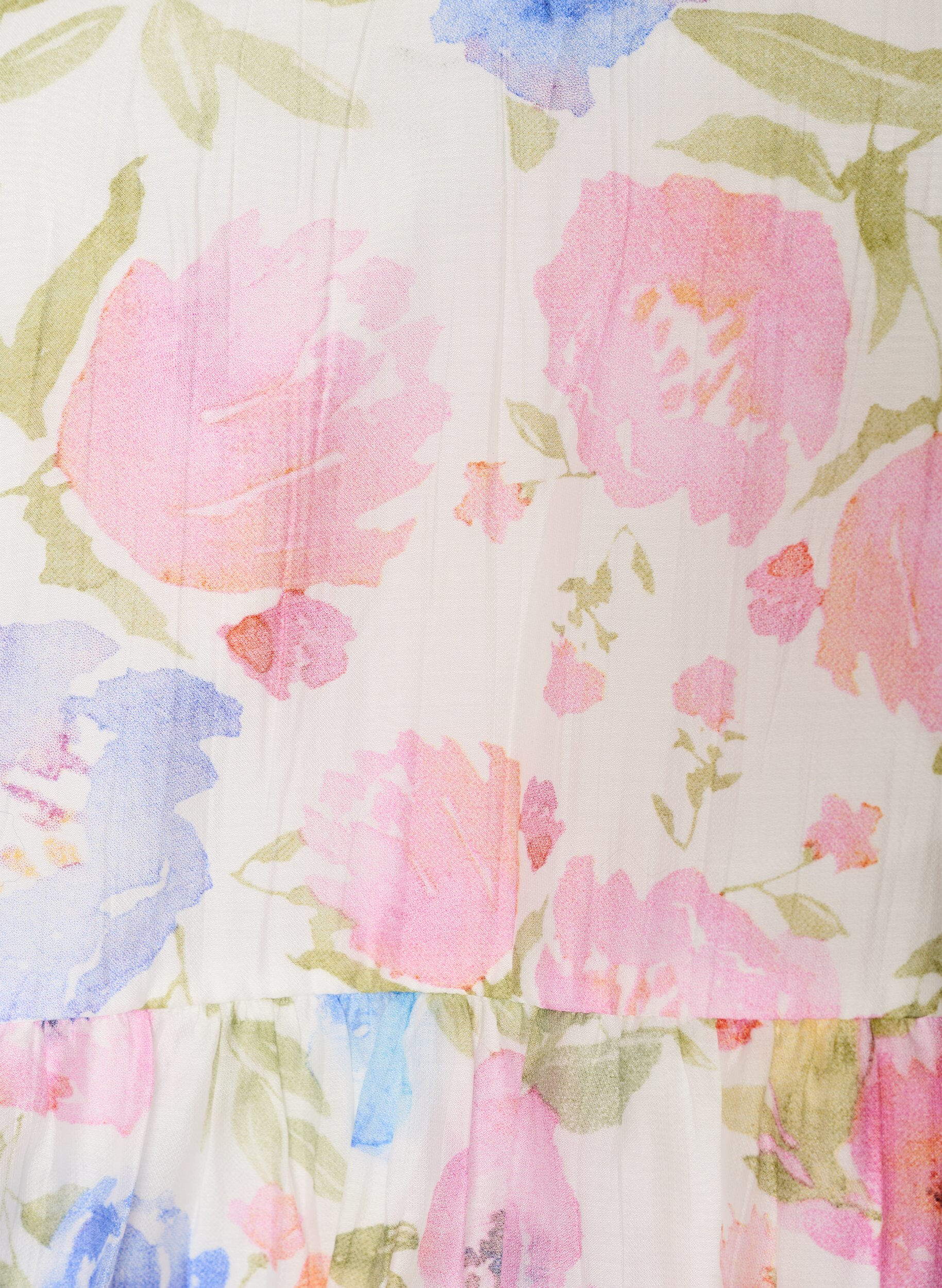 ZizziBluse aus Lyocell mit Blumenprint und Herzausschnitt, Wei&szlig;, Packshot image number 2