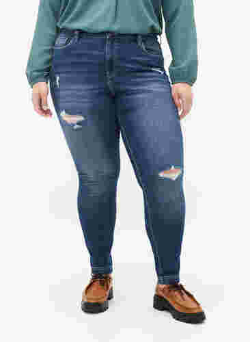 Ripped Amy Jeans in Super Slim Fit, Blue denim, Model image number 2