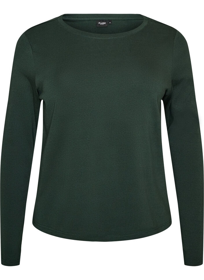 Langarm-Basic-T-Shirt mit Rundhalsausschnitt, Gr&uuml;n, Packshot image number 0