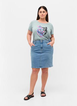 T-Shirt aus Baumwolle mit Print, Silver Blue Wolf, Model image number 2