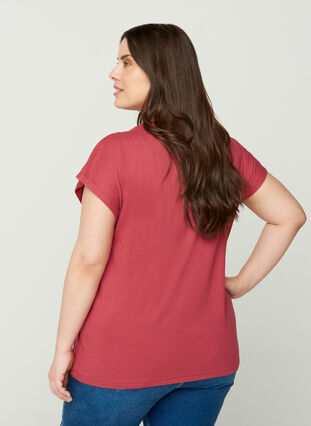 Kurzarm T-Shirt aus Baumwolle, Earth Red, Model image number 1
