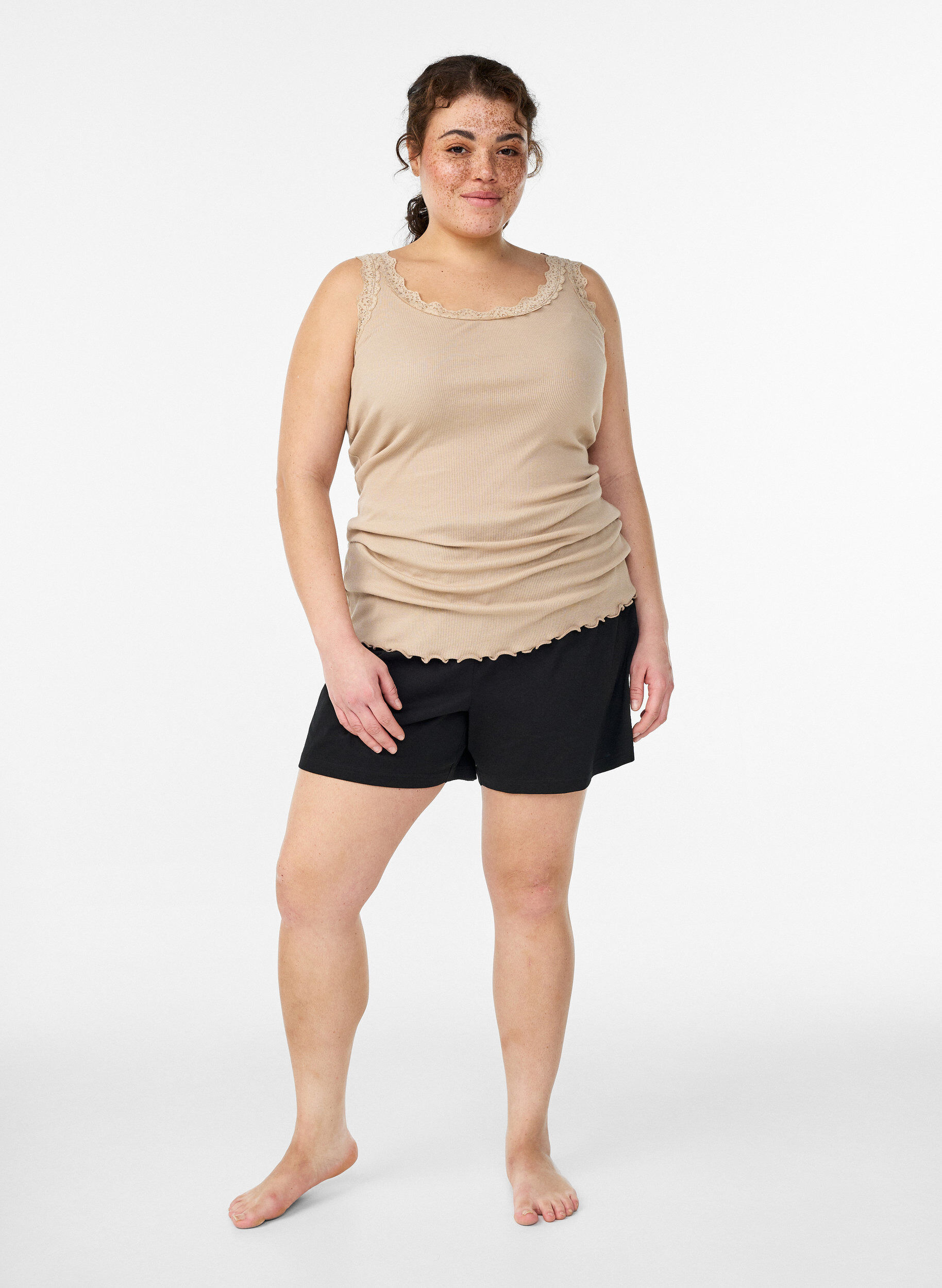 ZizziSpitzentop, Beige, Model image number 1