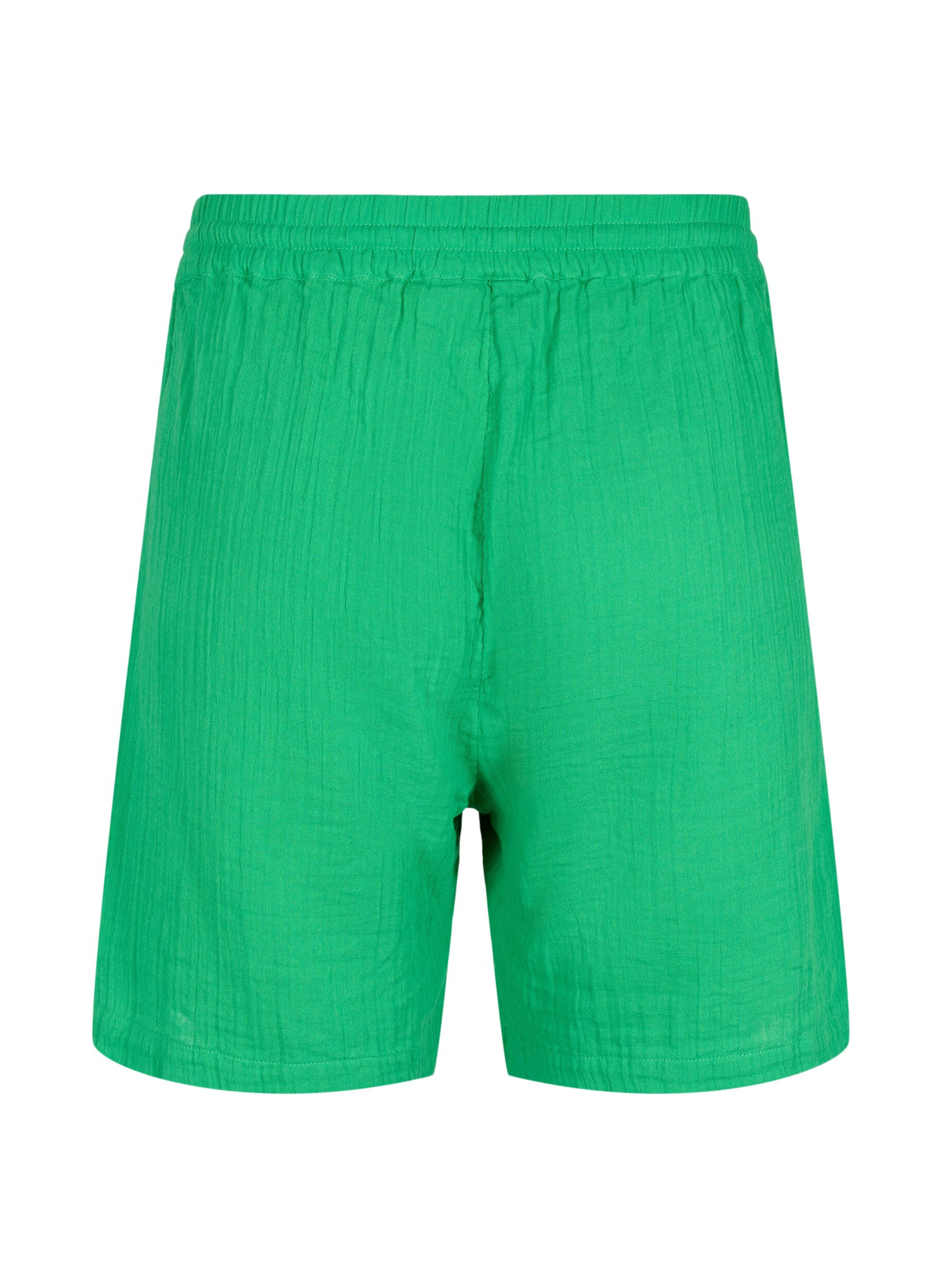 Zizzi Kurze Hosen mit Taschen aus Baumwoll-Musselin, Jolly Green, Packshot image number 1