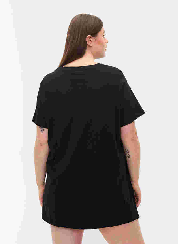 Oversized Nacht T-Shirt aus Bio-Baumwolle, Black w. 93, Model image number 1