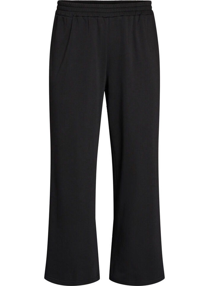 Hoch taillierte Sweatpants mit weitem Bein, Schwarz, Packshot image number 0