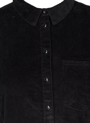 Langarm Hemdbluse aus Cord, Black, Packshot image number 2