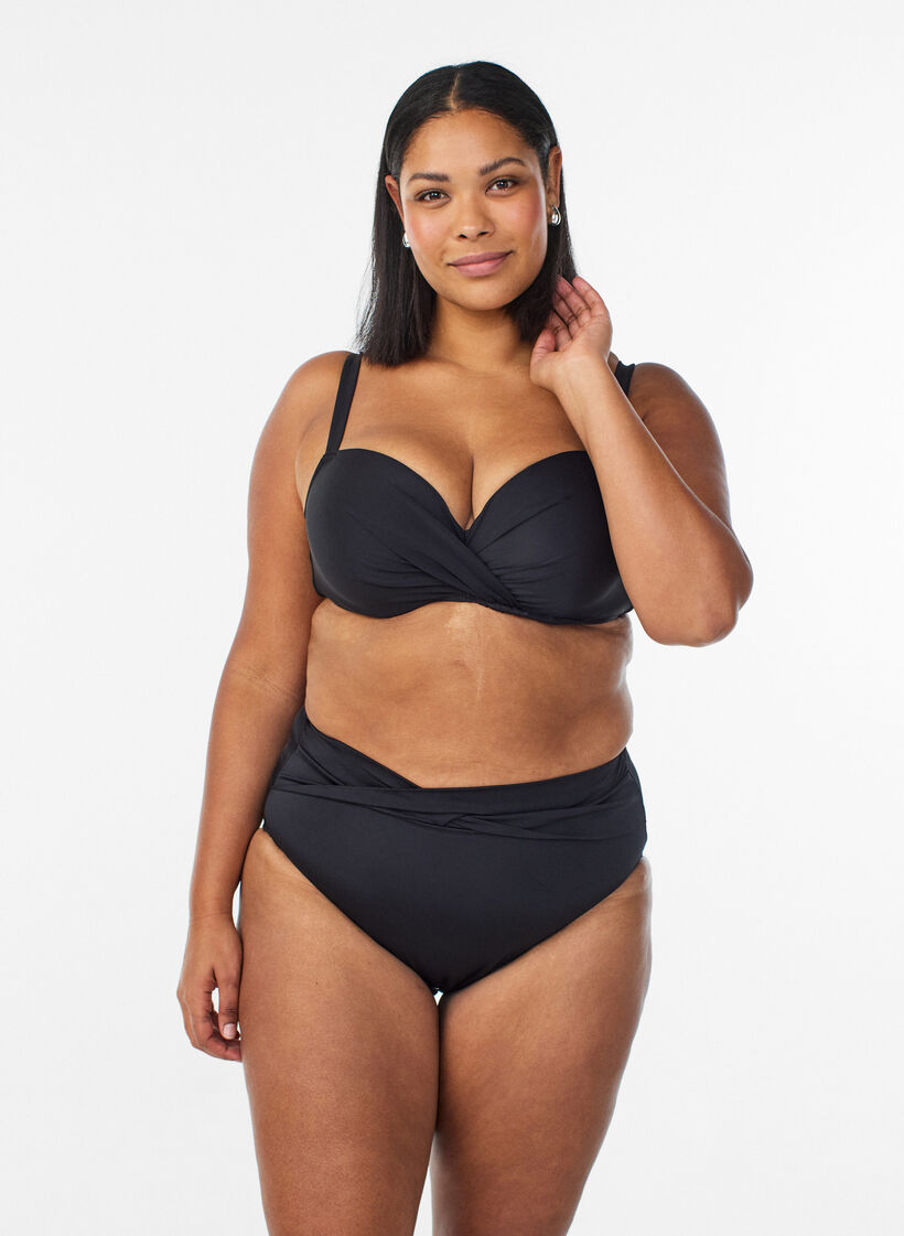 Bikini-Slip mit Wickeldetail, Schwarz, Model image number 0