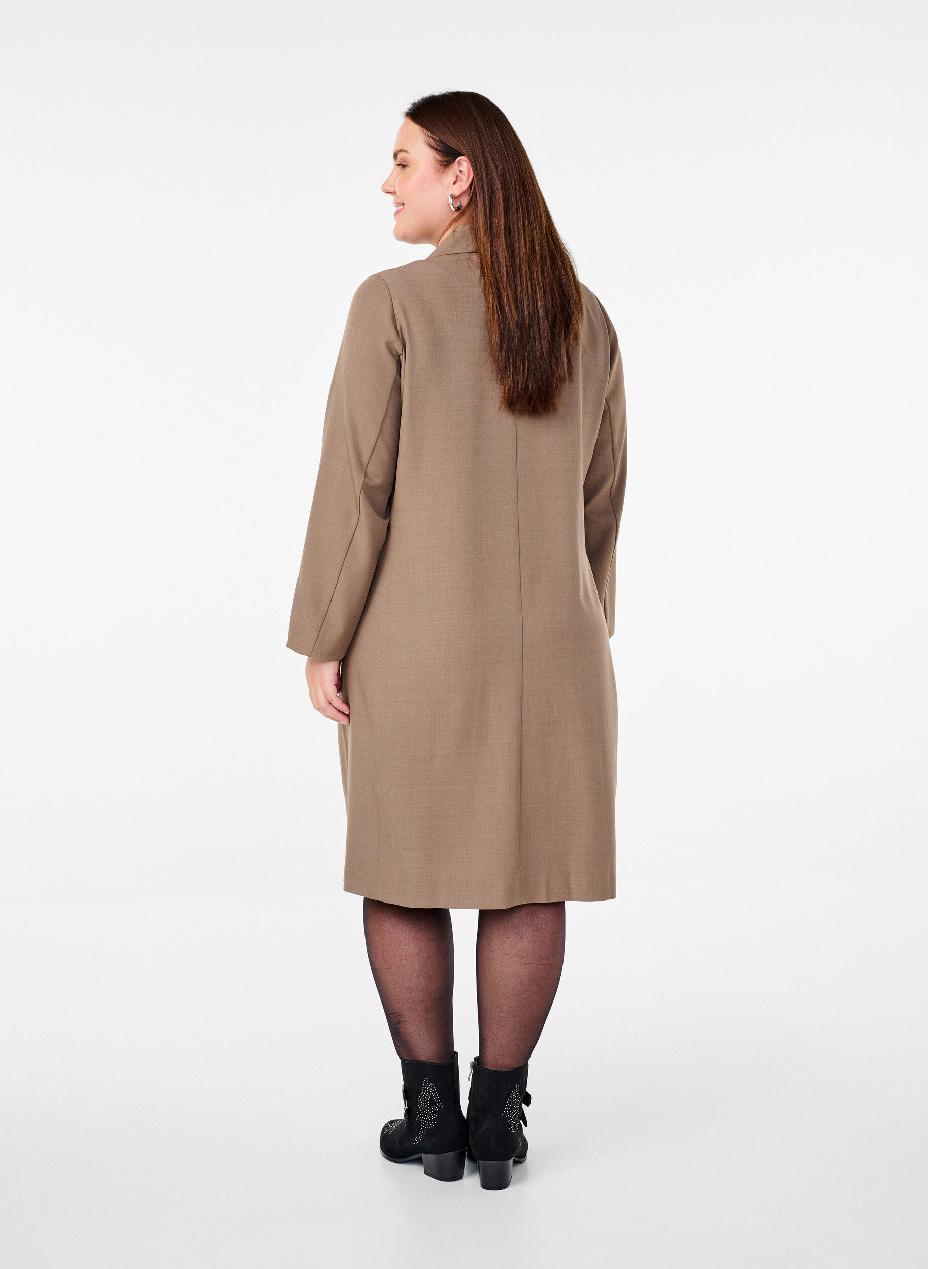 Zizzi Zweireihiges Blazerkleid, Walnut, Model image number 1