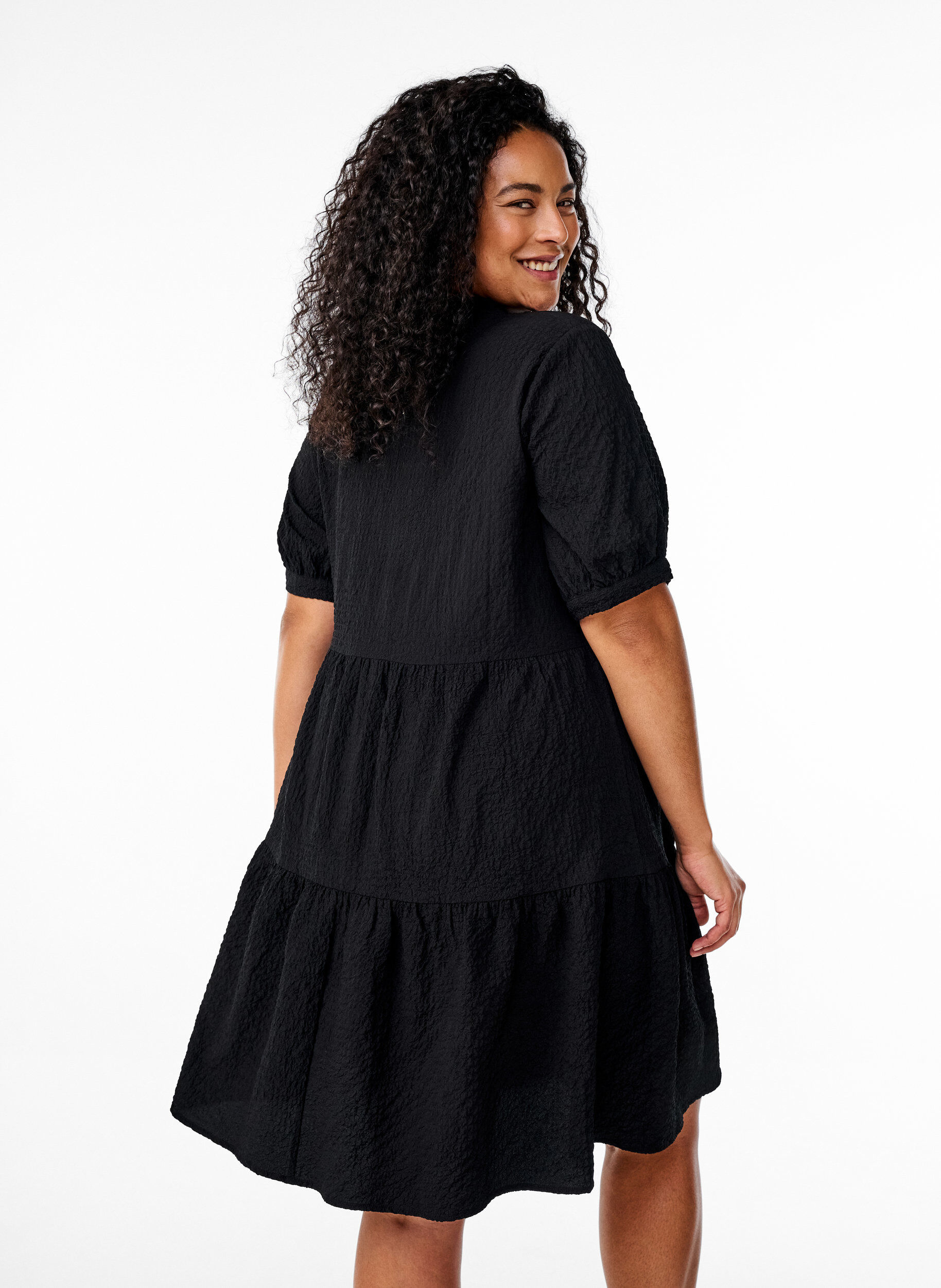 ZizziKurzes A-Linien-Kleid, Schwarz, Model image number 2