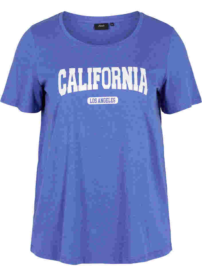 Baumwoll-T-Shirt mit Aufdruck, Dazzling Blue Califo, Packshot image number 0