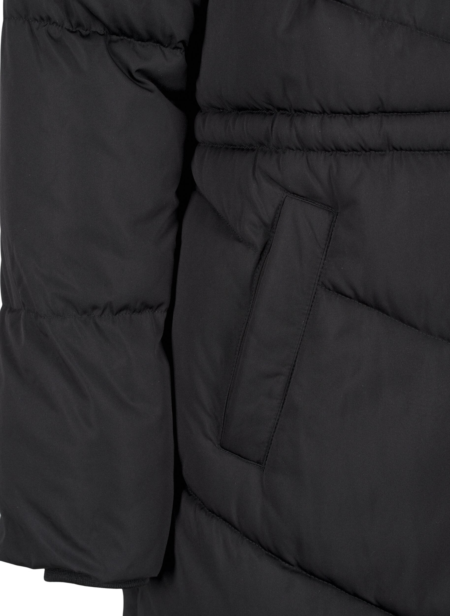 Zizzi Mittellange Pufferjacke mit Kapuze, Black, Packshot image number 3