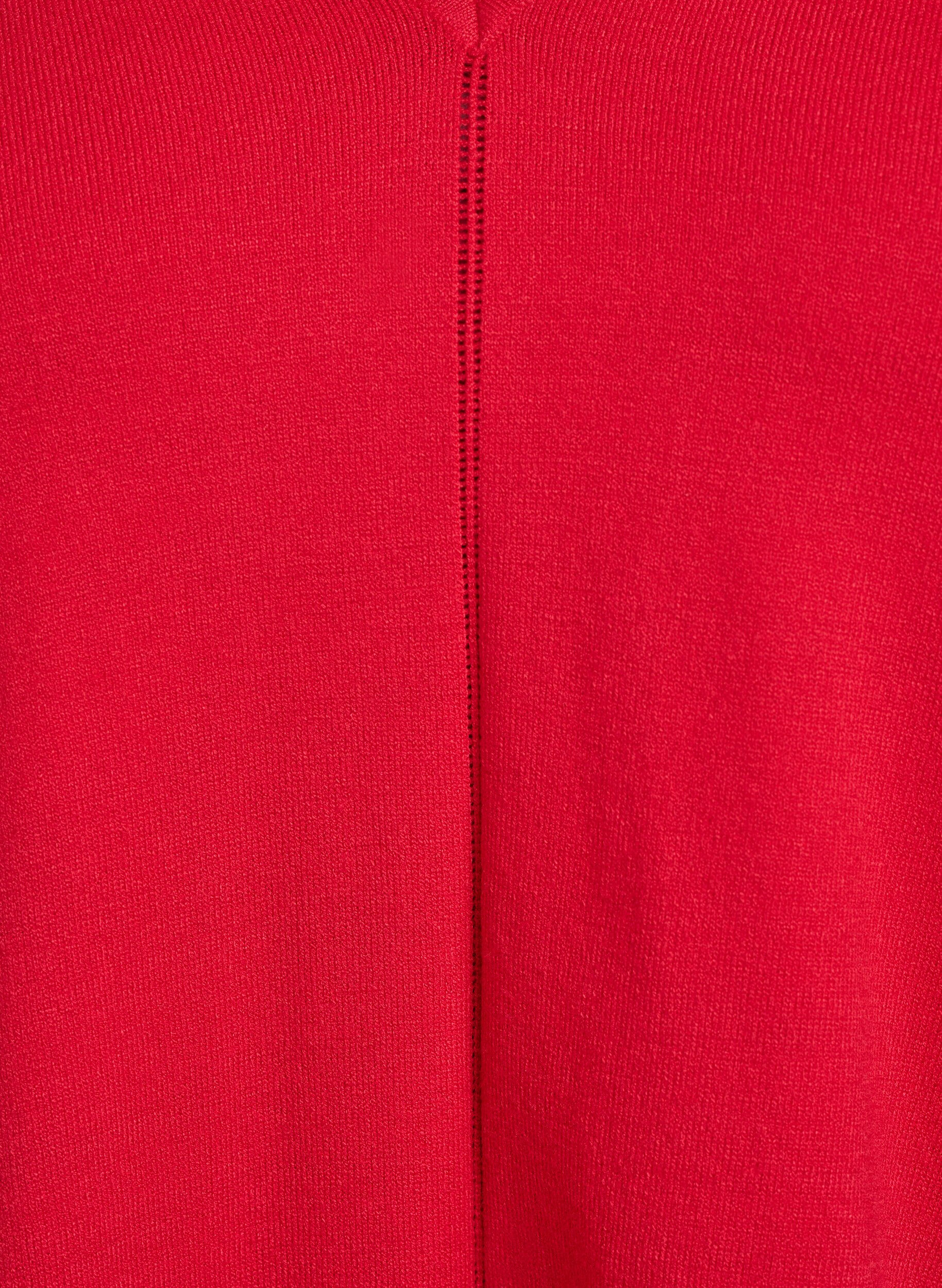 Zizzi Bluse aus Feinstrick mit V-Ausschnitt und Detail auf der Vorderseite, Rot, Packshot image number 2