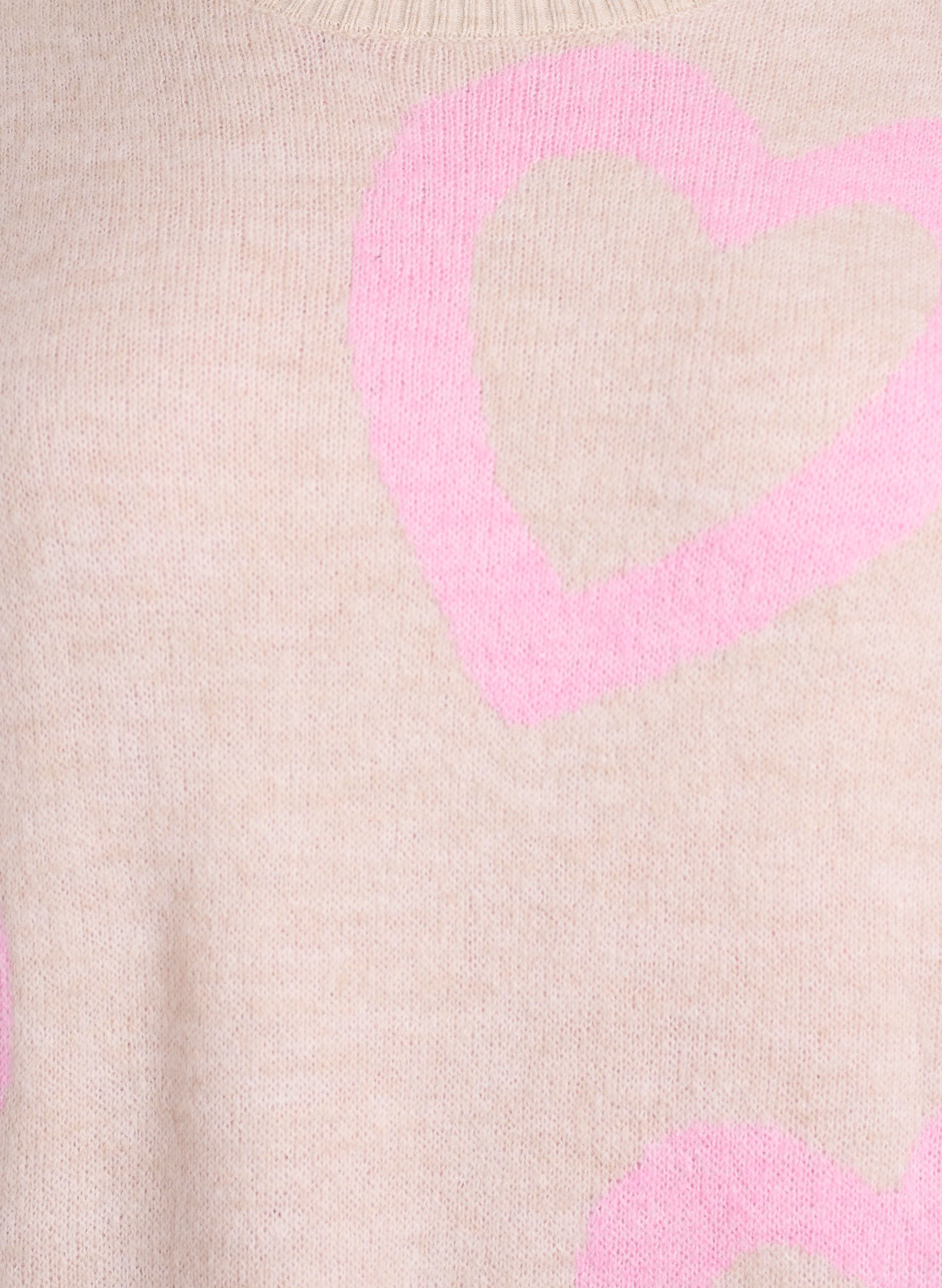 Zizzi Strickbluse mit gro&szlig;en Herzen und Rundhalsausschnitt, Beige, Packshot image number 2