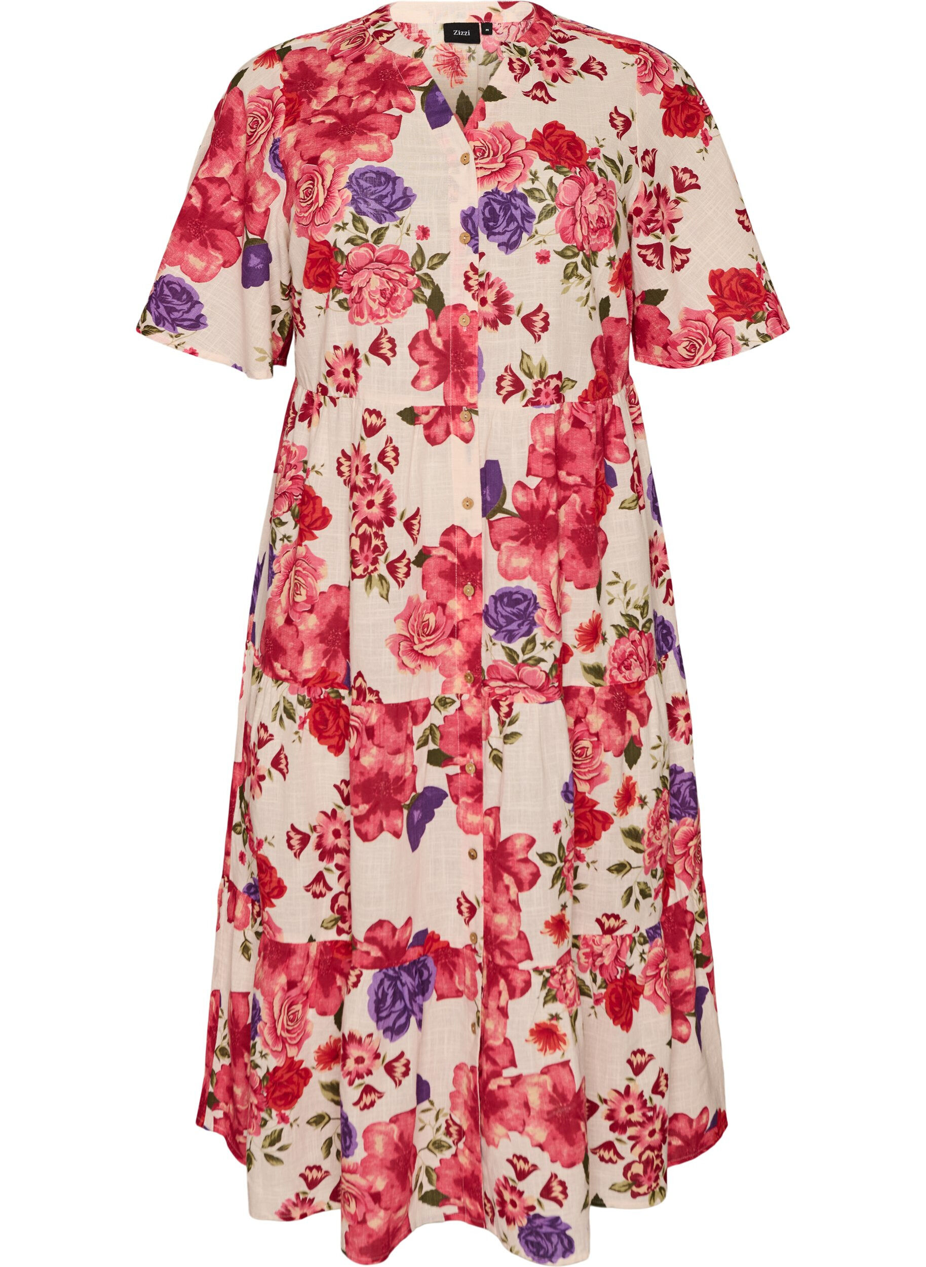 Baumwoll-Midikleid mit Blumenprint
