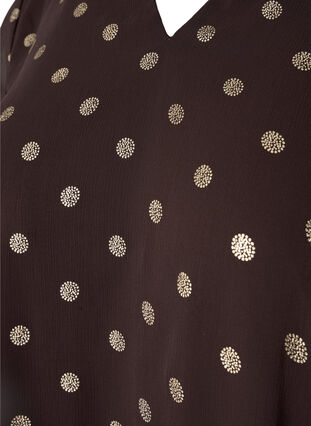 Bedruckte Bluse mit V-Ausschnitt, Fudge/Gold Dots, Packshot image number 2