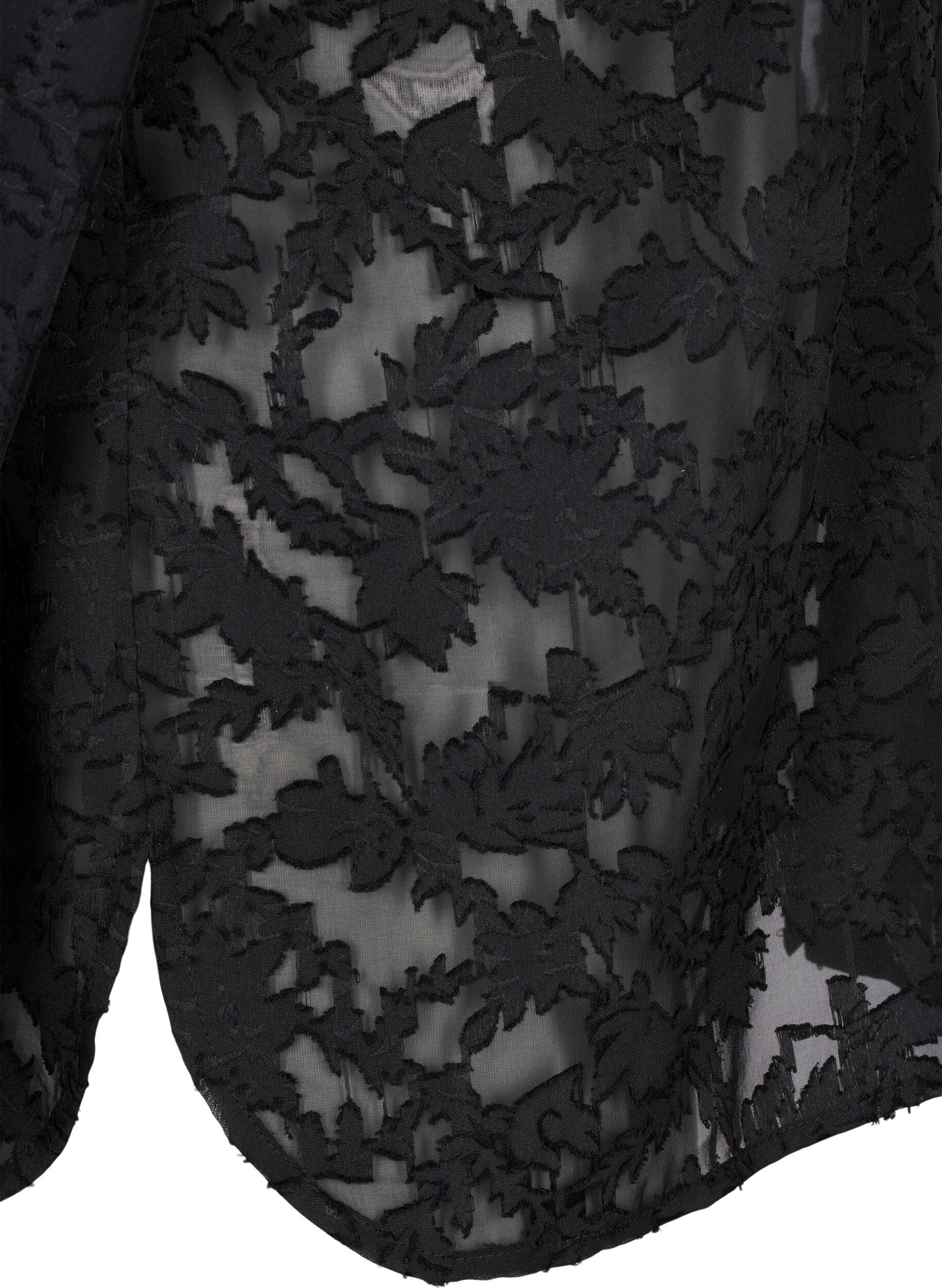 Zizzi Jacquard-Bluse mit Kn&ouml;pfen, Black, Packshot image number 3
