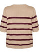 Gestreiftes Stricktop mit kurzen &Auml;rmeln, Beige, Packshot image number 1