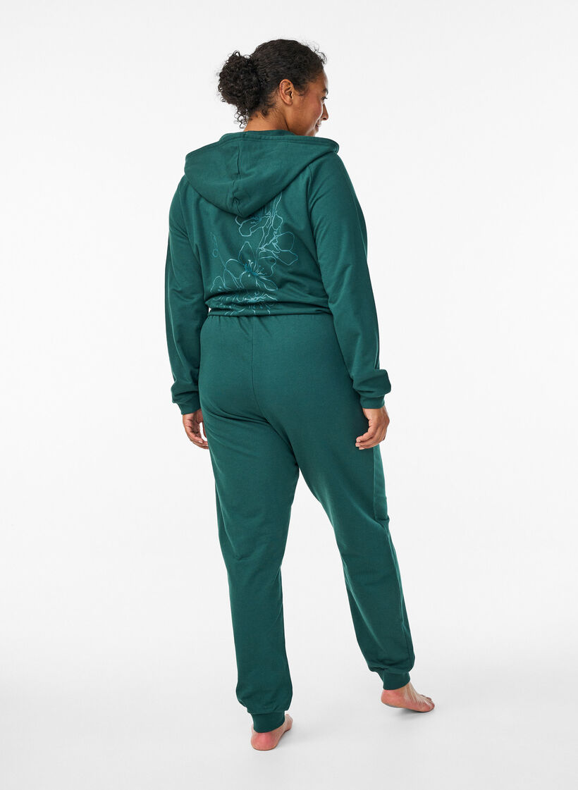 Hoch taillierte Sweatpants aus Baumwolle, Grün, Model image number 1