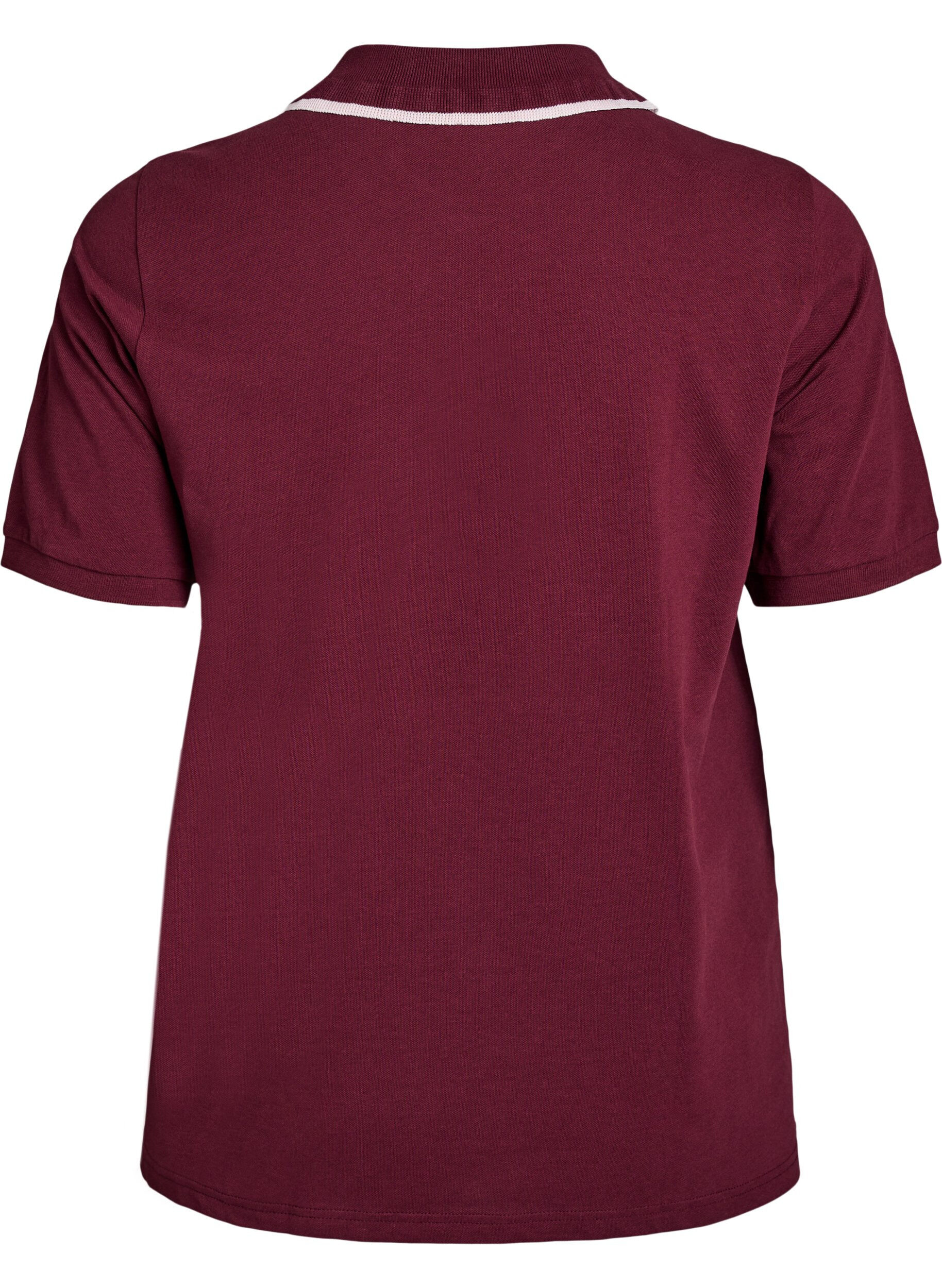 Zizzi Poloshirt mit Strasssteinen und R&uuml;schendetails, Rot, Packshot image number 1