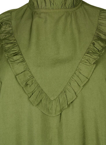 Viskose-Bluse mit Rüschen, Loden Green, Packshot image number 2