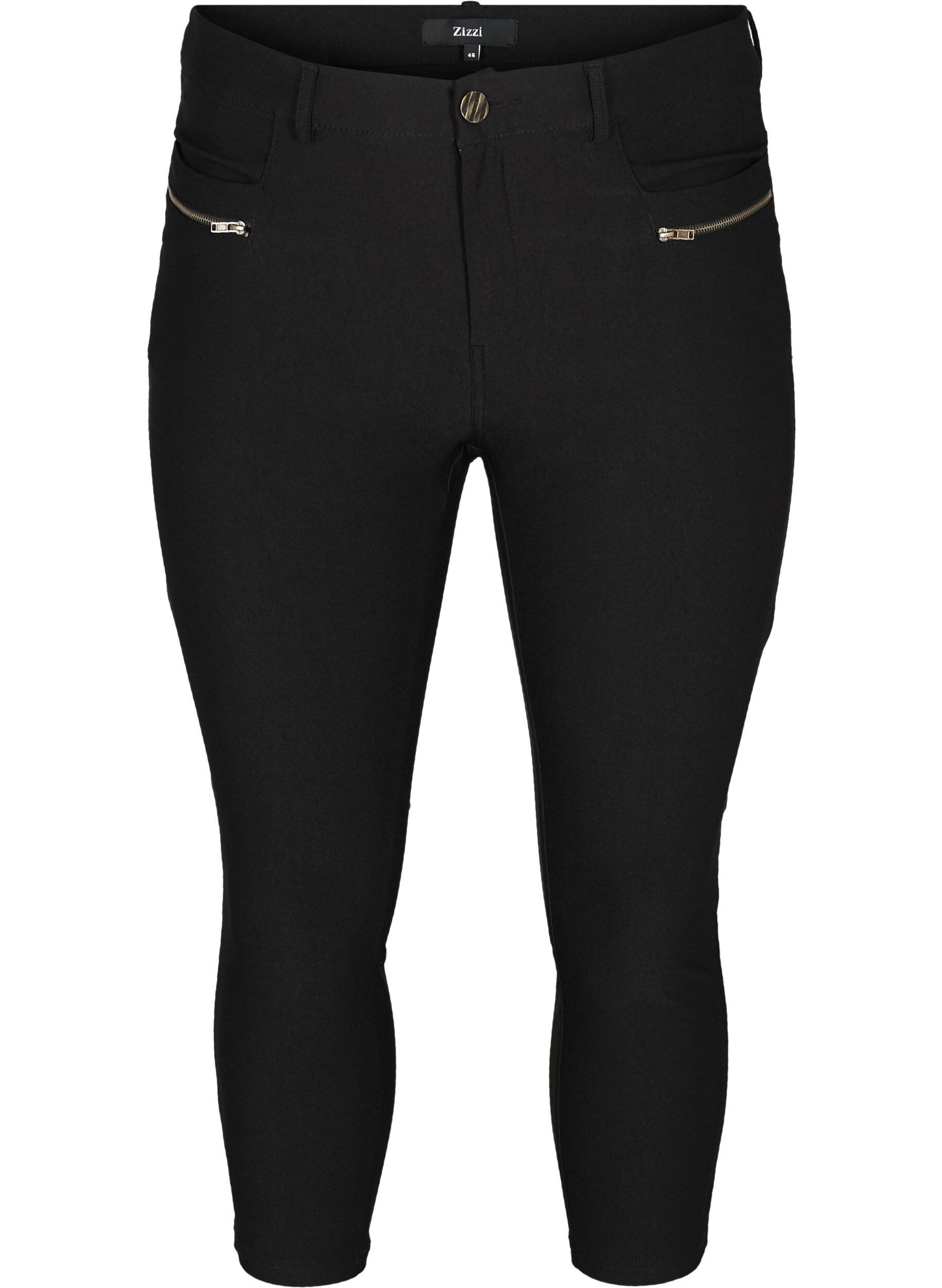Zizzi Slim Fit Caprihose aus Viskosemischung, Schwarz, Packshot image number 0