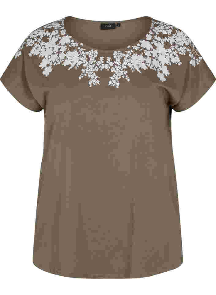 T-Shirt aus Baumwolle mit Printdetails, Falcon mel Feather, Packshot image number 0