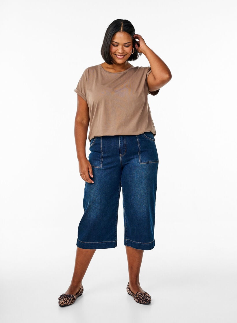 T-Shirt aus Baumwollmischung mit kurzen &Auml;rmeln, Braun, Model image number 1