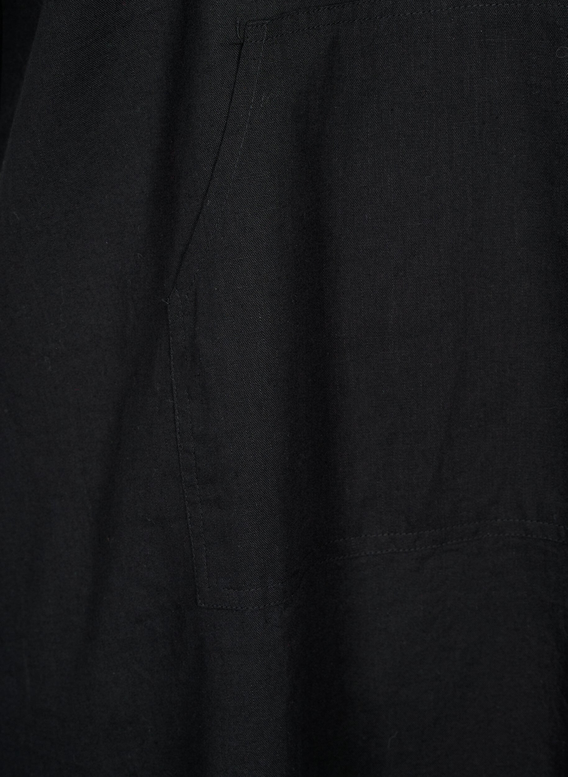 Zizzi Kapuzenkleid aus Baumwollmischung mit Leinen, Black, Packshot image number 3