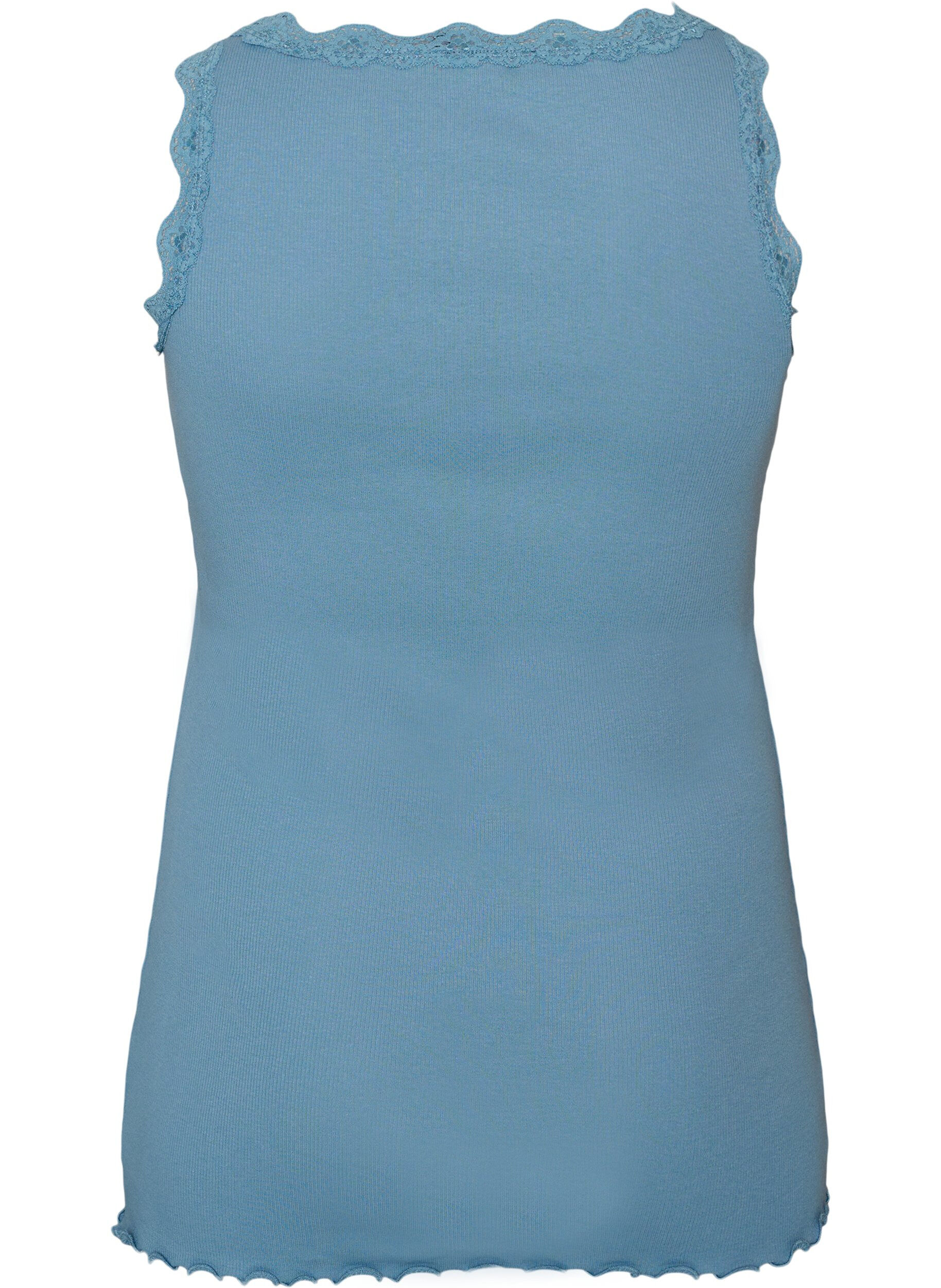 ZizziTop mit Spitzensaum, Blau, Packshot image number 1