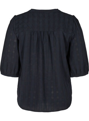 Bluse mit 3/4-Ärmeln und Bindedetail, Black Beauty, Packshot image number 1