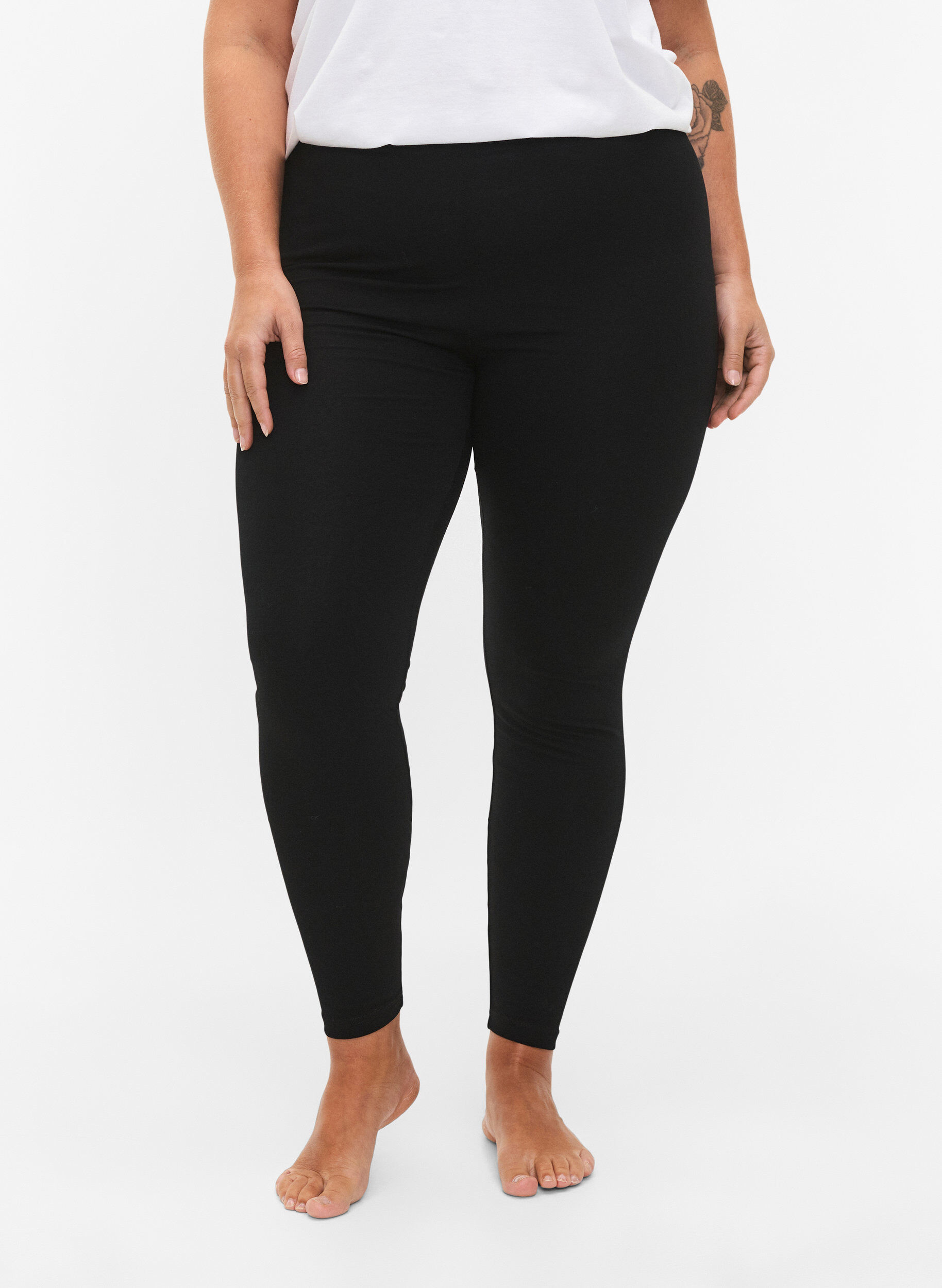 2-pack Baumwoll-Leggings, Schwarz, Model