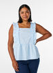 Top mit Karos und R&uuml;schendetails, Blau, Model image number 0