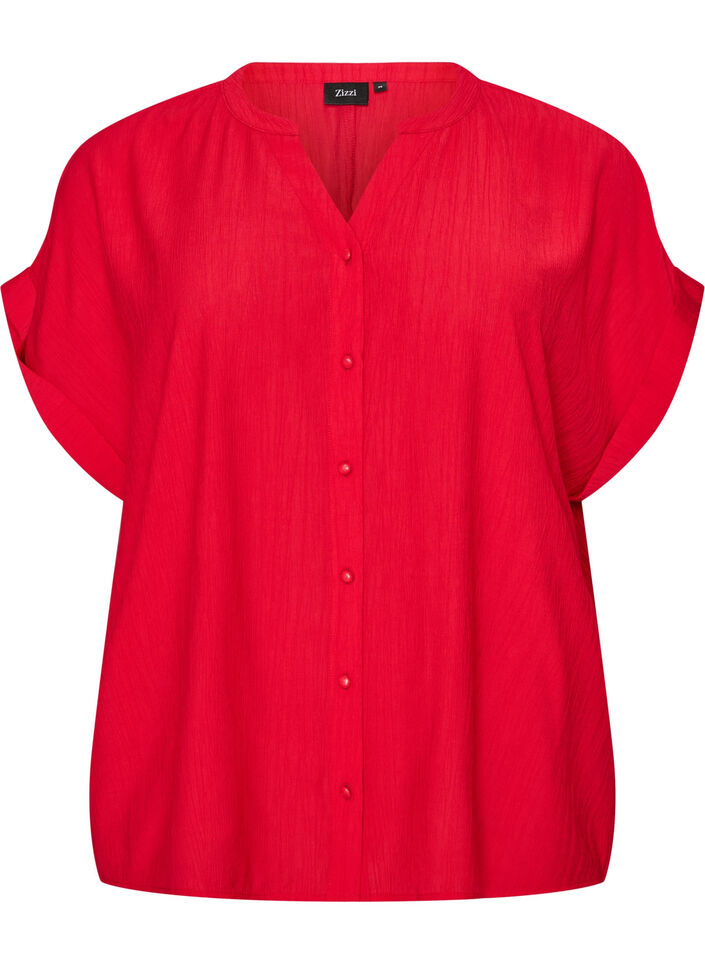 Bluse aus Viskose mit Kn&ouml;pfen und Struktur, Rot, Packshot image number 0