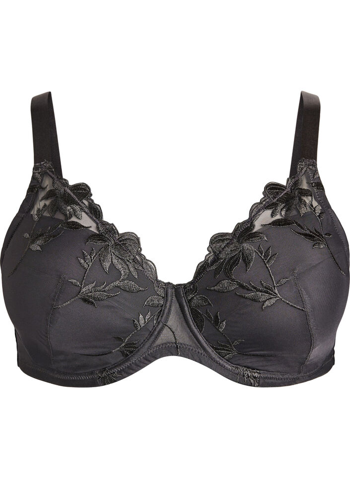 Gepolsterter B&uuml;gel-BH mit Stickerei, Schwarz, Packshot image number 0