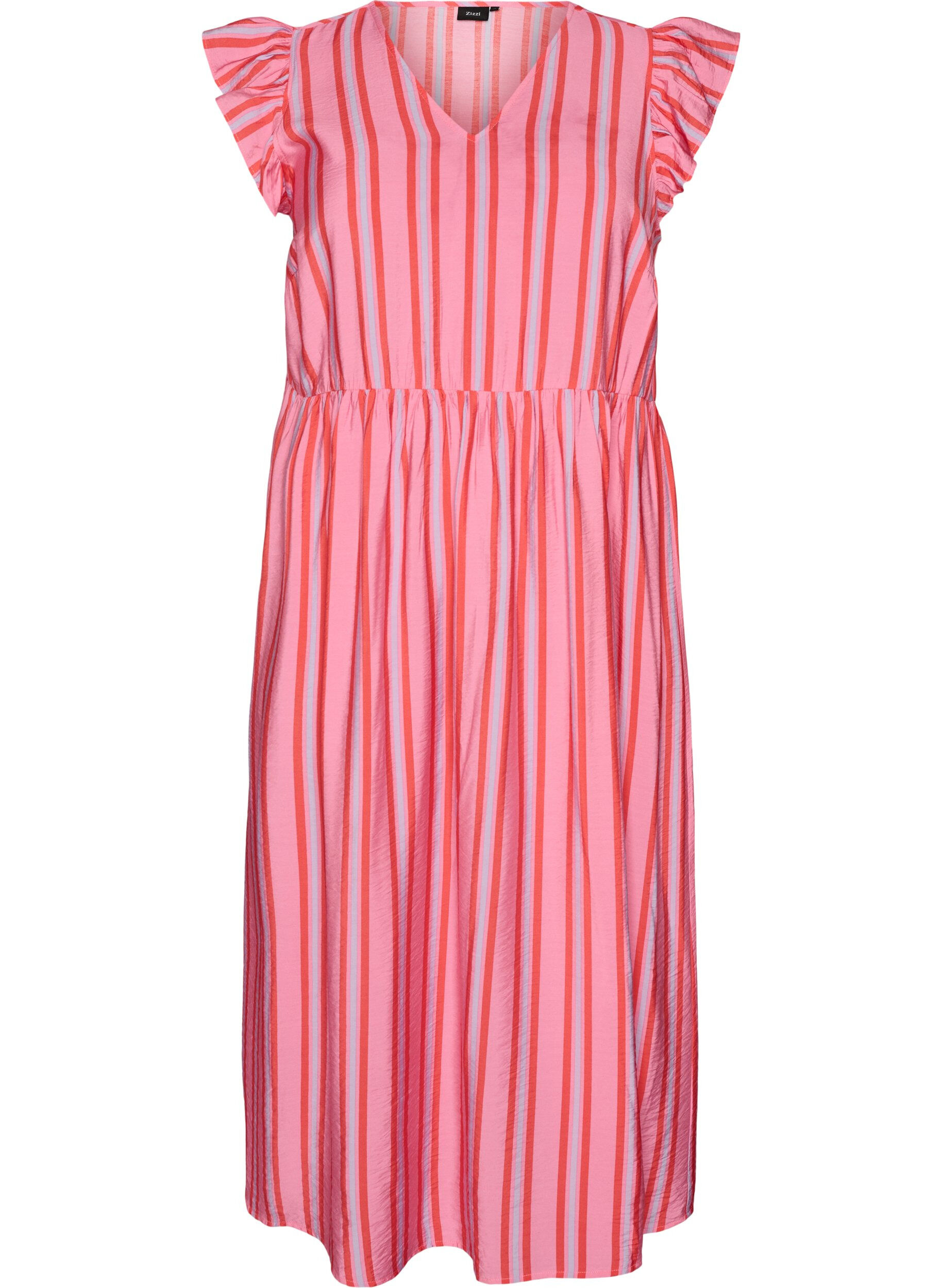 Gestreiftes Midikleid mit Empire-Schnitt und R&uuml;schen