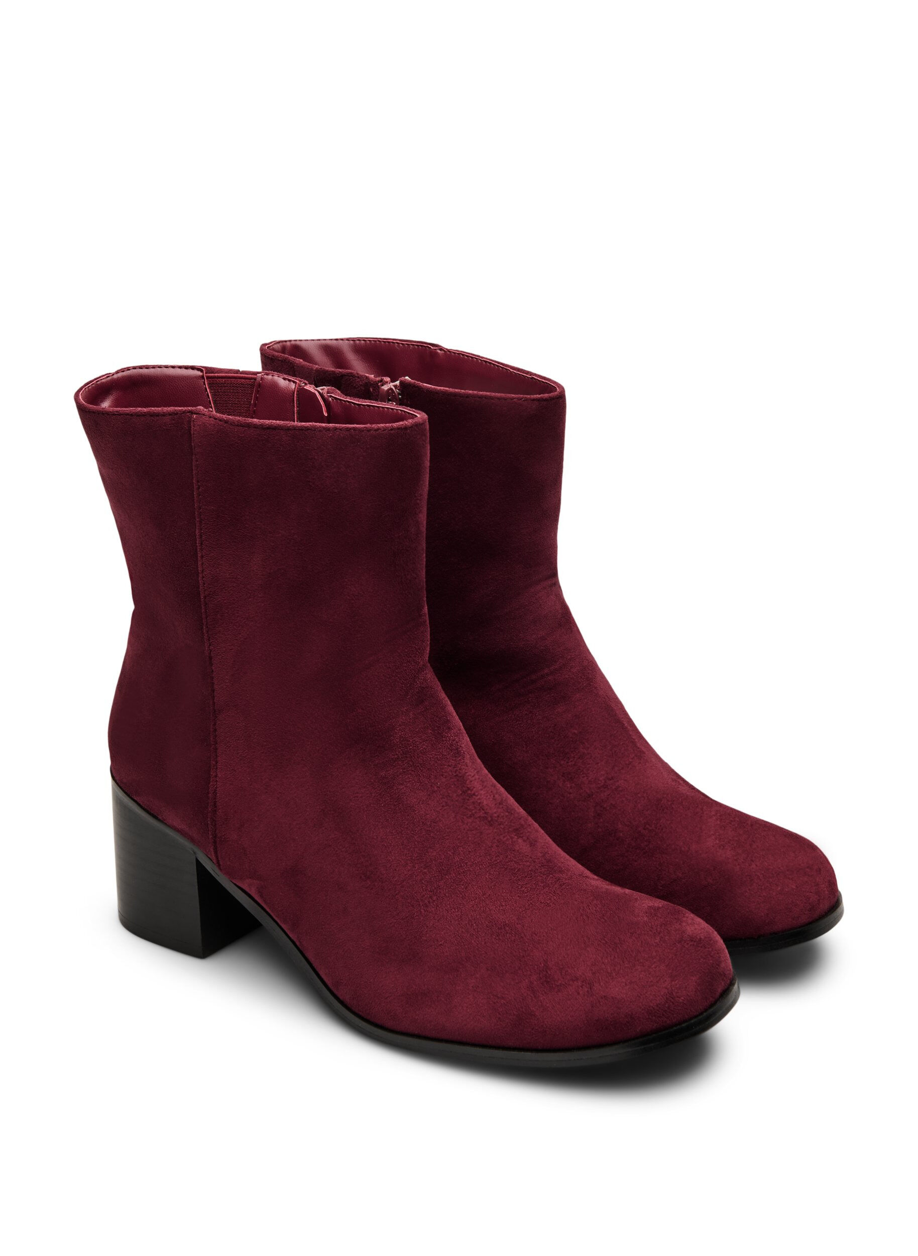 Zizzi Kn&ouml;chelstiefel aus Wildlederimitat mit runder Spitze, Rot, Packshot image number 1
