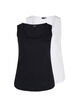 2er-Pack Basic Tanktop in Ripp Optik, Black/Bright White, Packshot image number 0