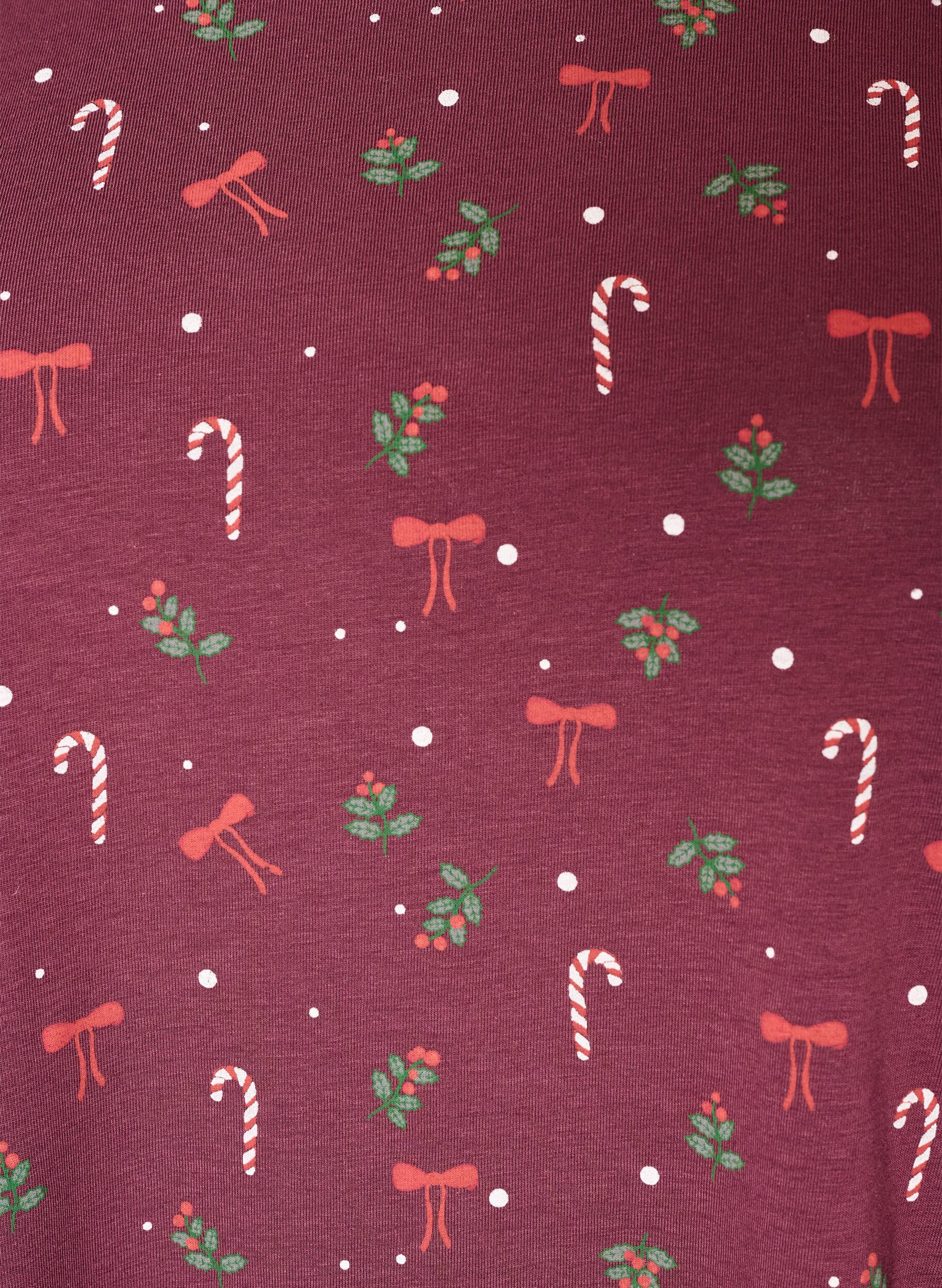 ZizziNachtbluse mit Print, Dunkles Bordeaux, Packshot image number 2