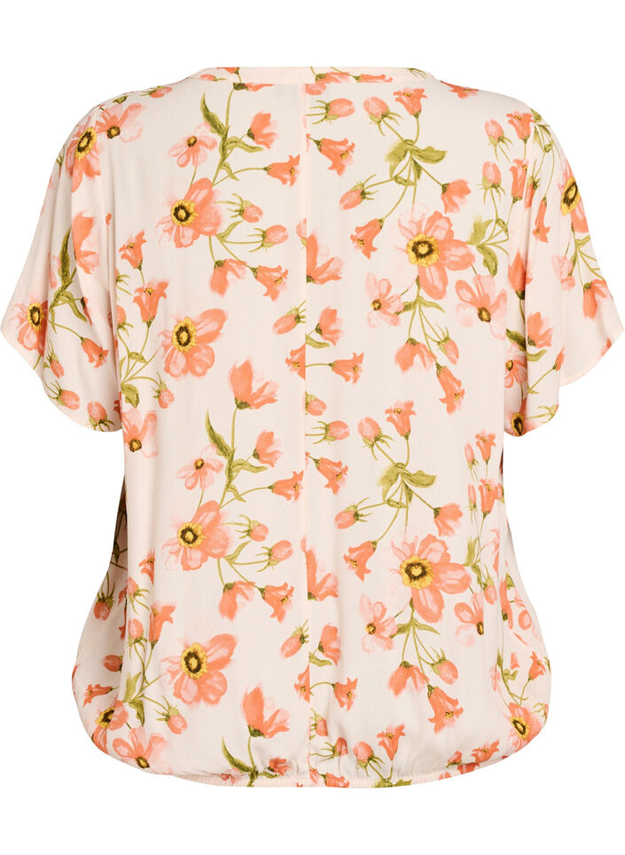 Viskosebluse mit Blumenprint und kurzen &Auml;rmeln, 9991, Packshot image number 1