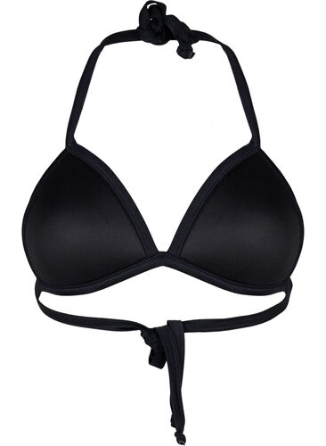 Einfarbiger Triangel-Bikini-BH, Black, Packshot image number 1