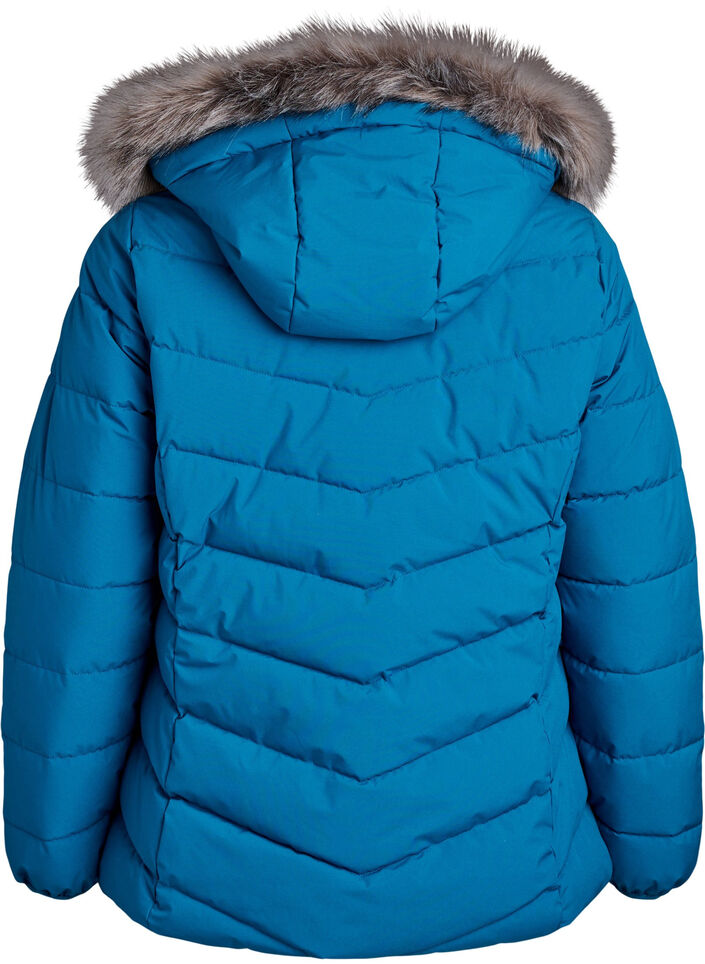 Kurze Steppjacke mit Kapuze, Petrol, Packshot image number 1